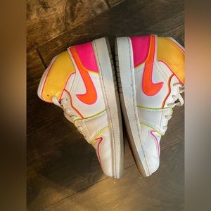 neon jordan 1 mids: size 6Y (8 in women’s)